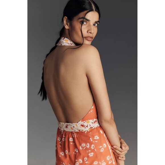 NWT Size M- Maeve 100% Cotton Floral Halter Godet Midi Shirt Dress (NWT US $188) - Picture 4 of 16